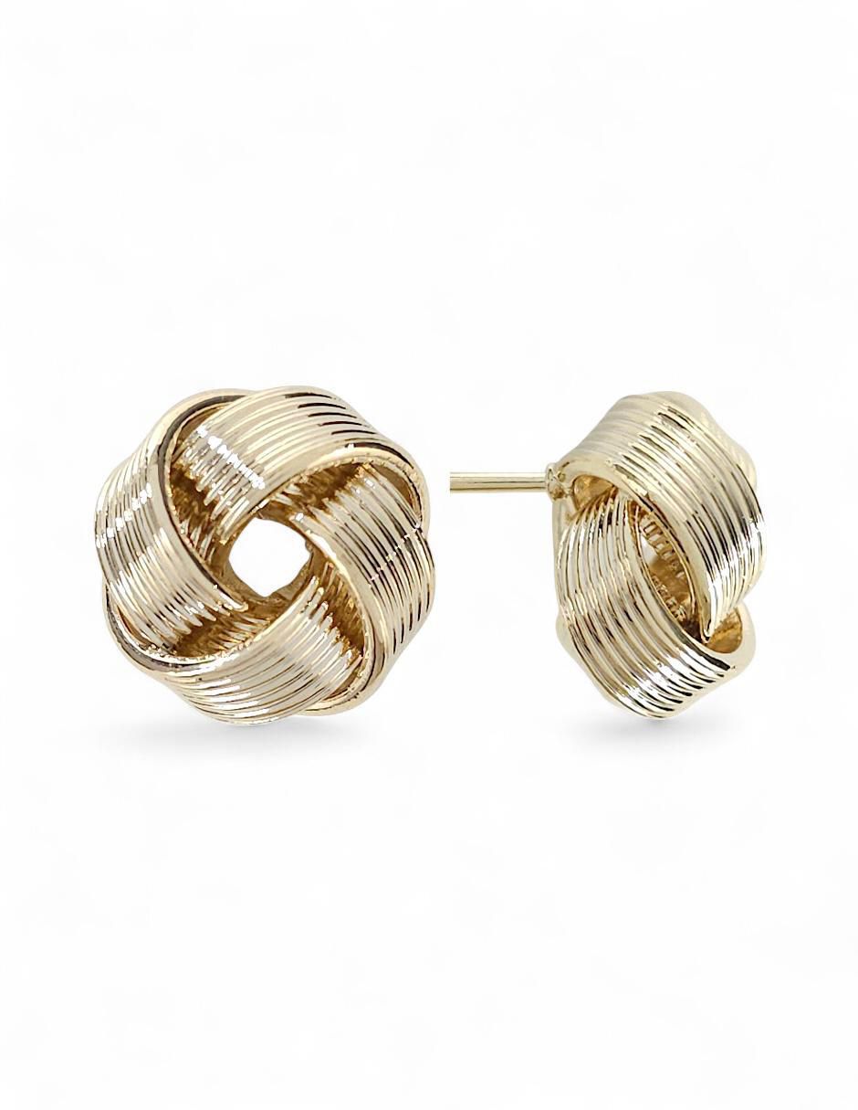 Aretes y collar de nudo de oro laminado 18 k 5