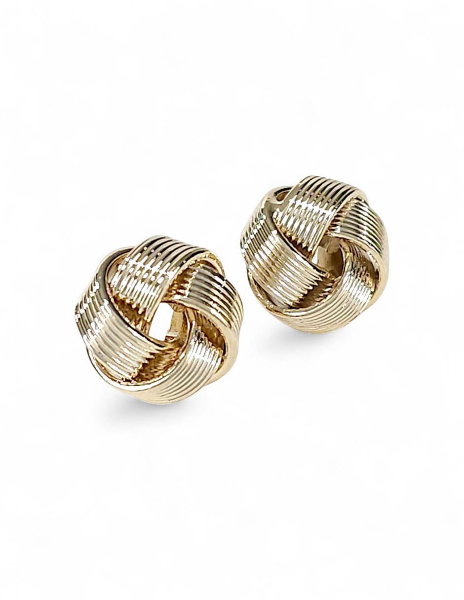 Aretes y collar de nudo de oro laminado 18 k 6
