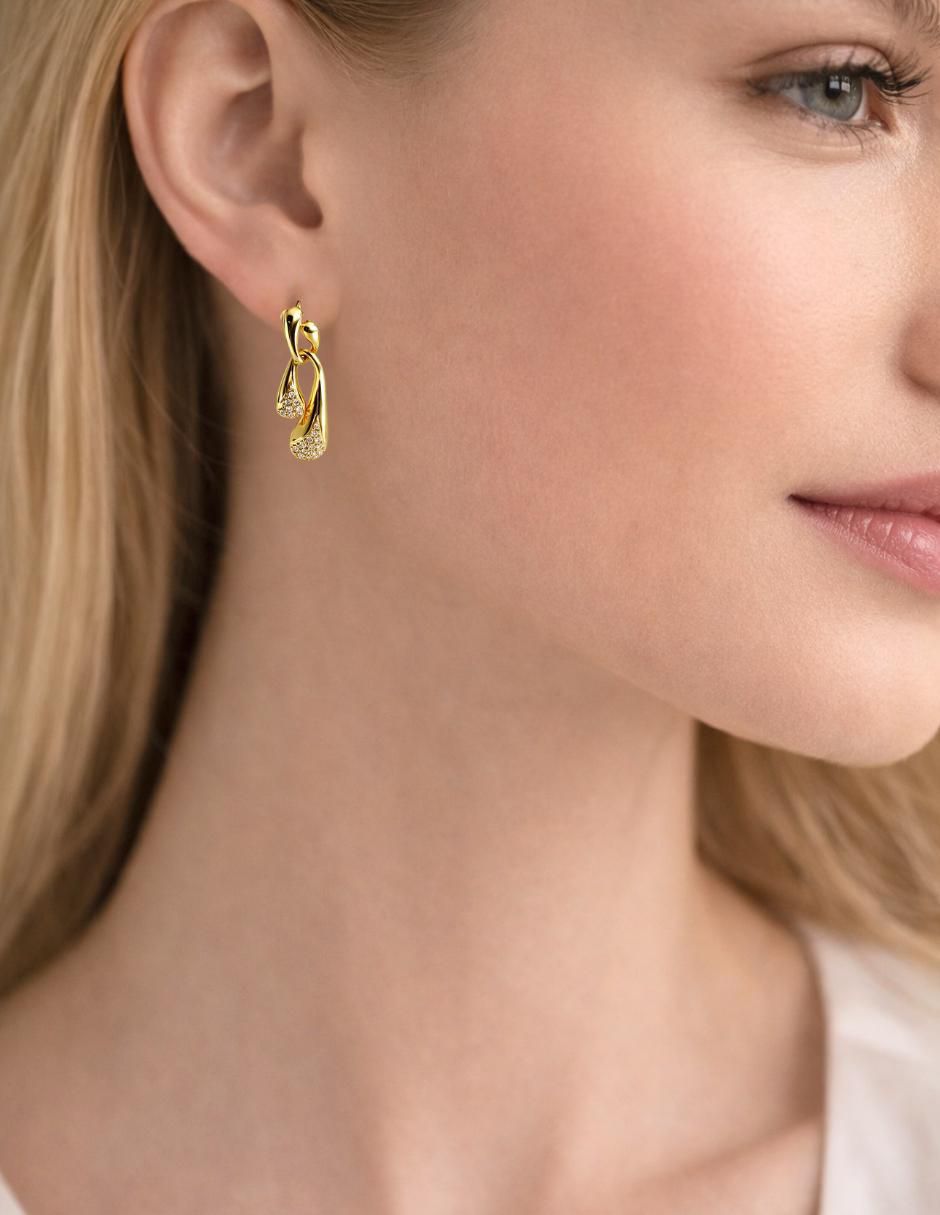 Set de aretes de gota 14 K con acabado chapa de oro zirconia 3