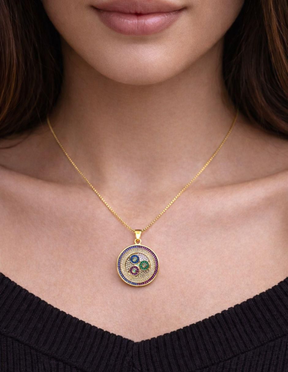 Collar con dije circular Orbis 4