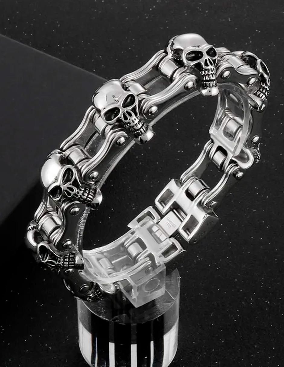 Pulsera calaveras acabado brillante