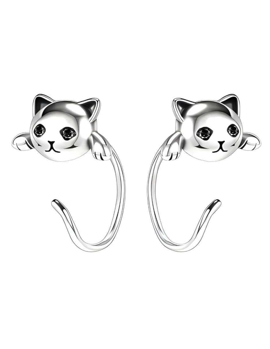 Aretes de gato de plata P 925 3