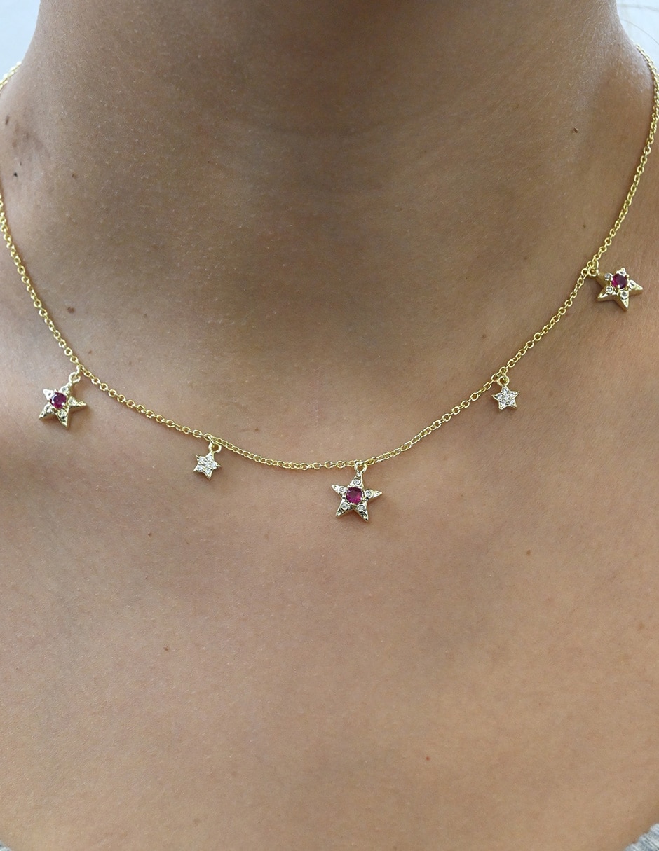 Collar de estrella Golden Circonias de 14 k 3
