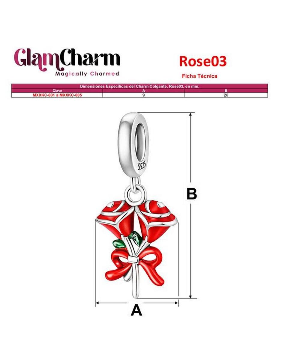 Charm san valentín rosas de plata p 925 6