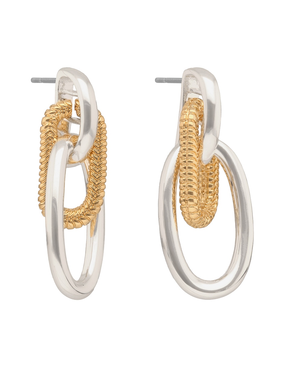 Aretes largos entrelazados con acabado brillante 2