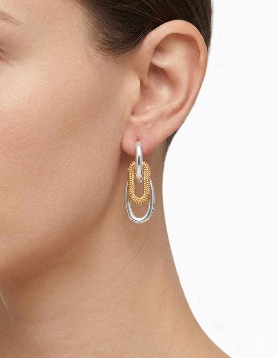Aretes largos entrelazados con acabado brillante 3