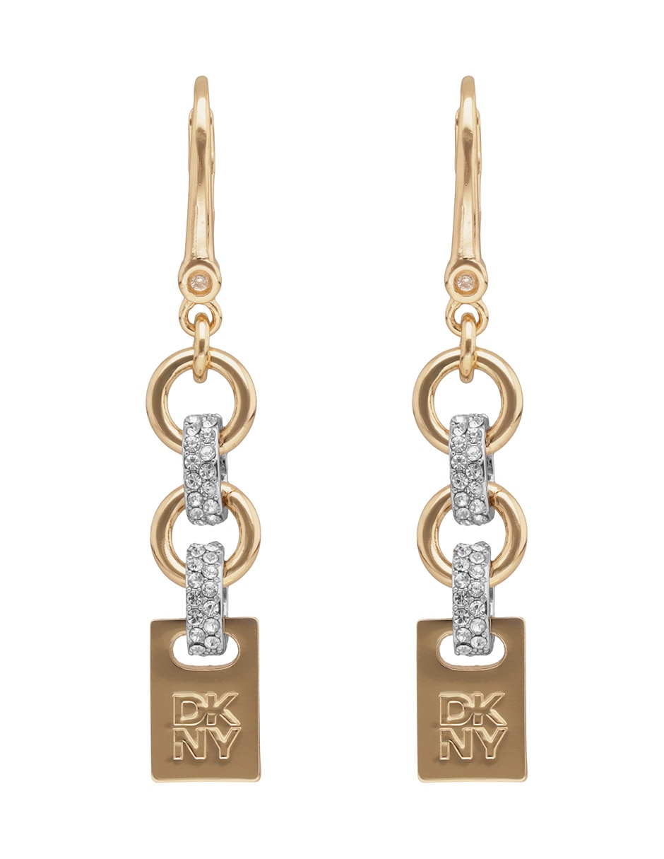 Aretes largos rectangulares Paula con acabado pavé 1