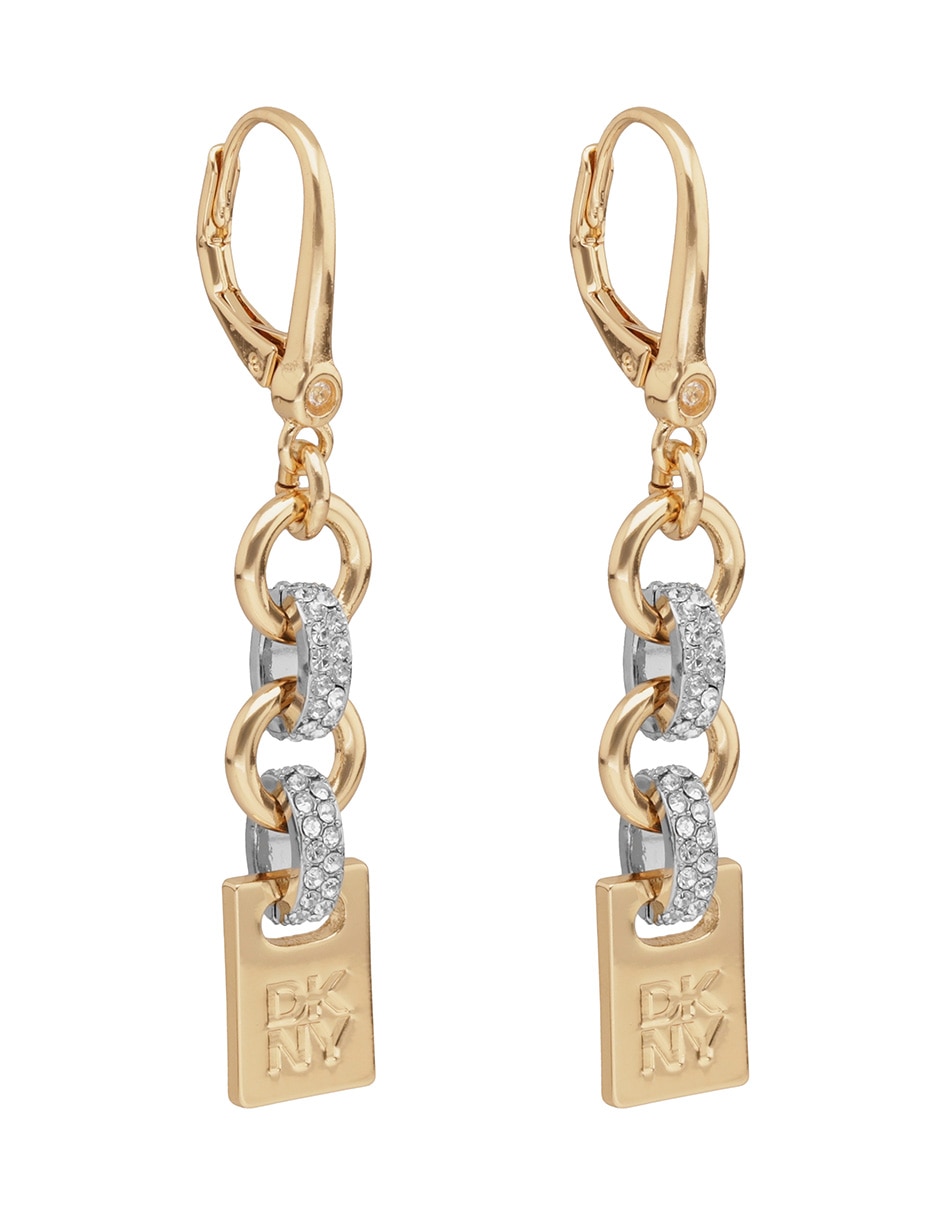 Aretes largos rectangulares Paula con acabado pavé 2