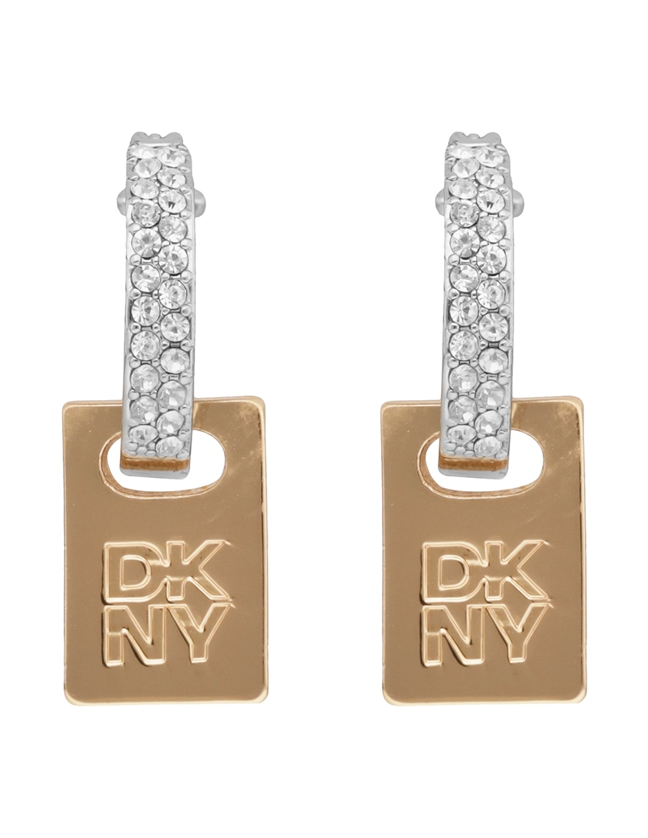 Aretes cortos rectangulares Paula con acabado pavé 1