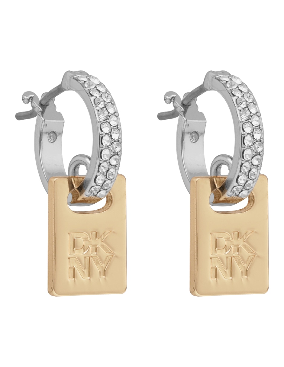 Aretes cortos rectangulares Paula con acabado pavé 2