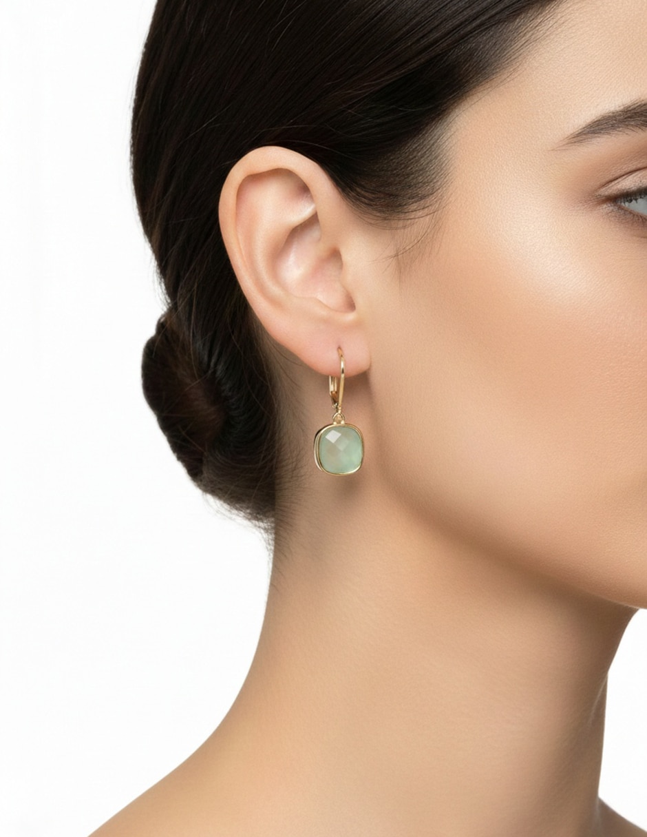 Aretes cortos cuadrados Daytona Beach con acabado mate
