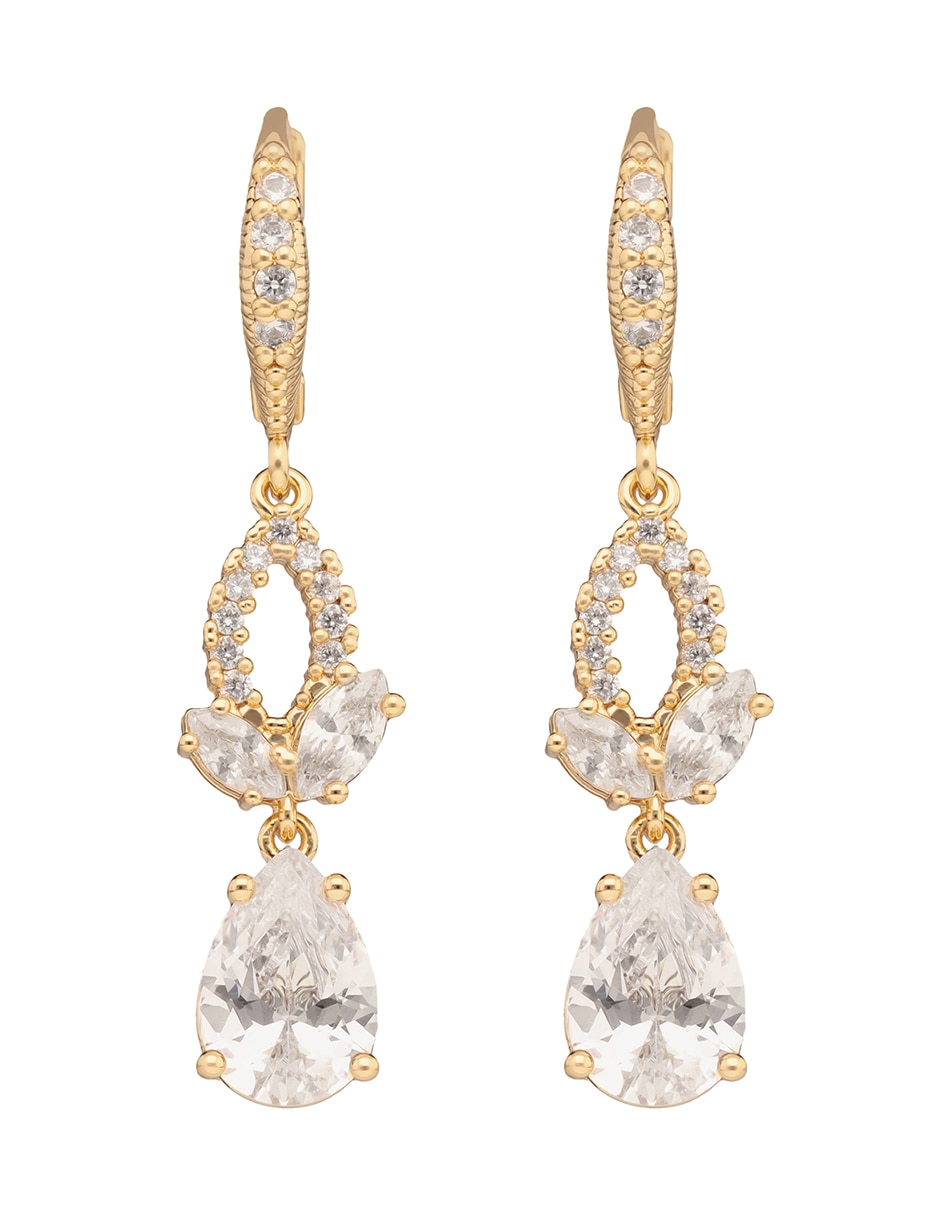Aretes cortos de hoja con acabado brillante