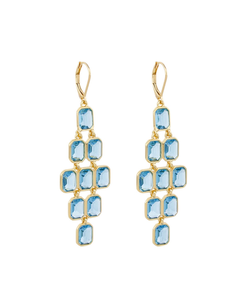 Aretes largos octagonales posey con acabado brillante cristal 2