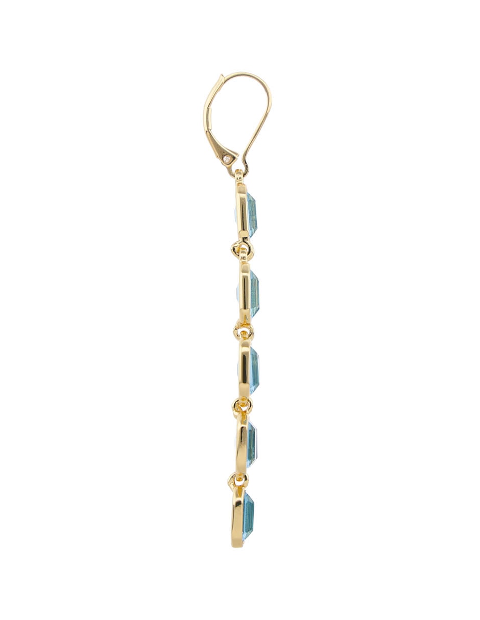 Aretes largos octagonales posey con acabado brillante cristal 3