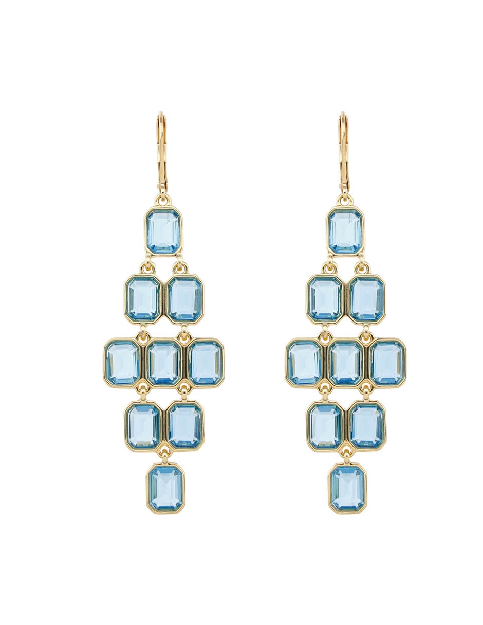 Aretes largos octagonales posey con acabado brillante cristal
