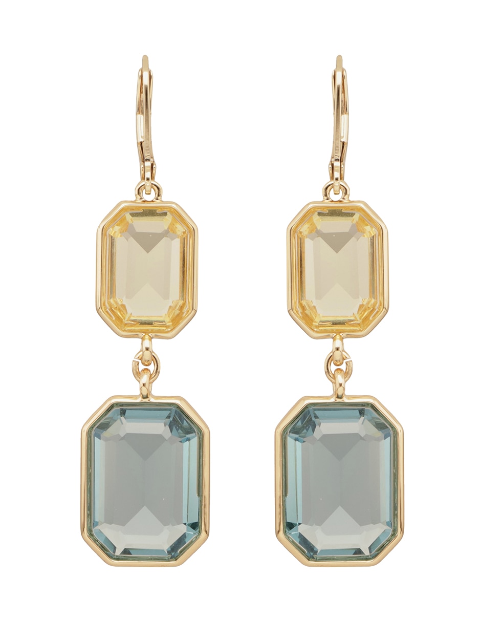 Aretes largos octagonales con acabado brillante cristal