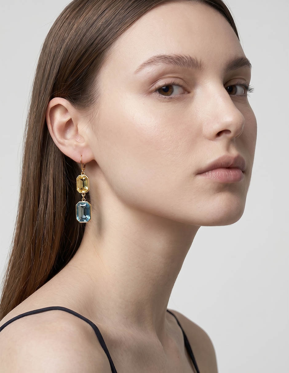 Aretes rectangulares con acabado brillante cristal 4