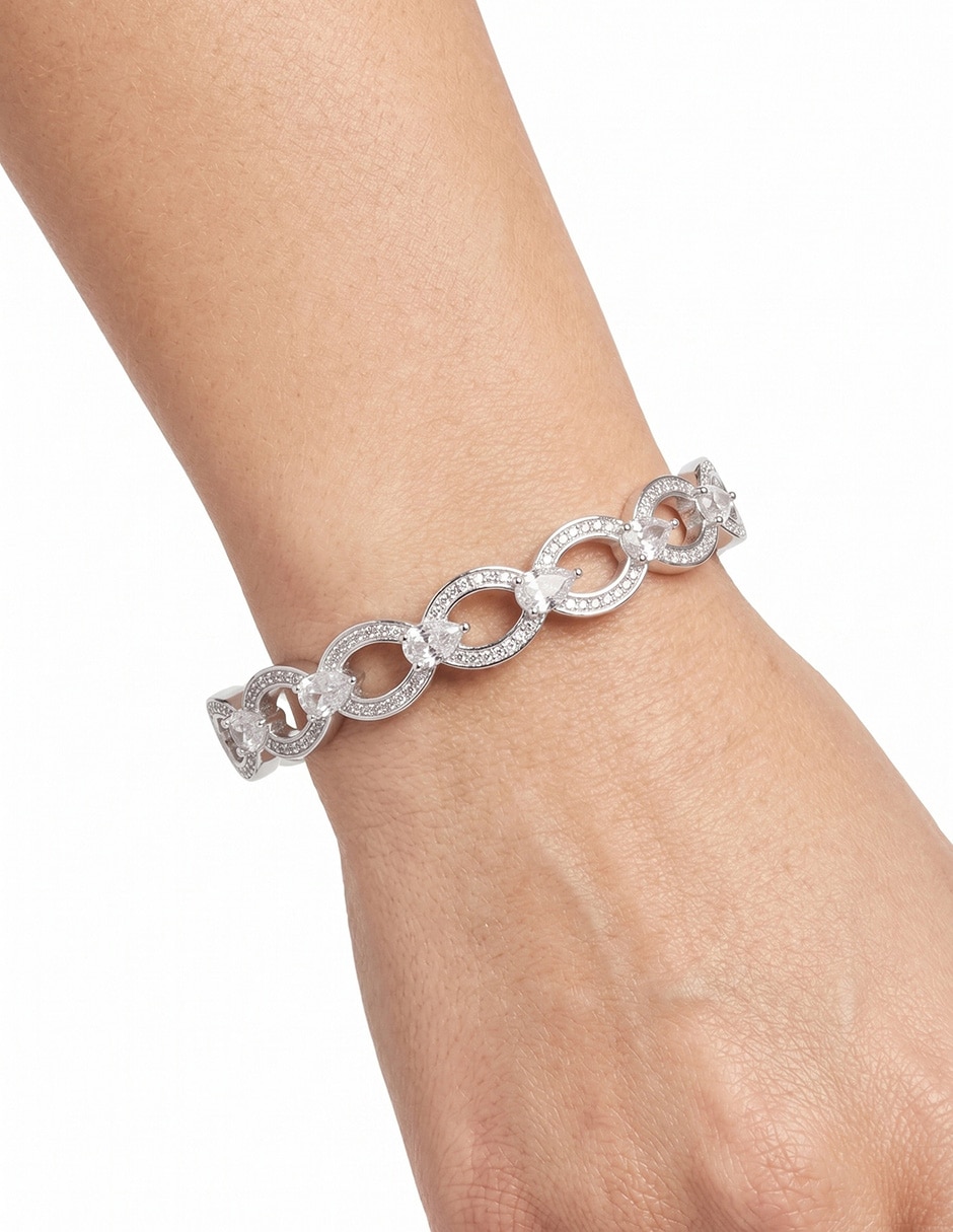Pulsera de aleación de metal con semipreciosas boca raton acabado 2