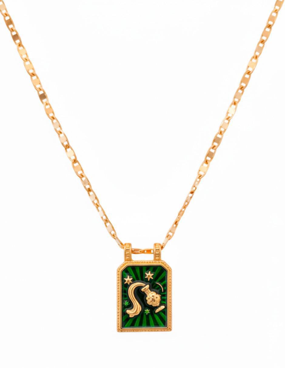 Collar con dije de signo zodiacal de oro laminado 10 K Collar con dije de signo zodiacal de oro laminado 10 K