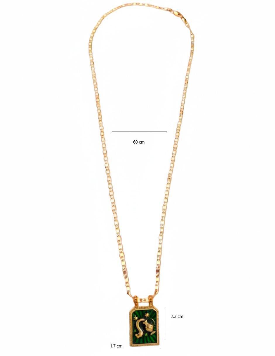 Collar con dije de signo zodiacal de oro laminado 10 K