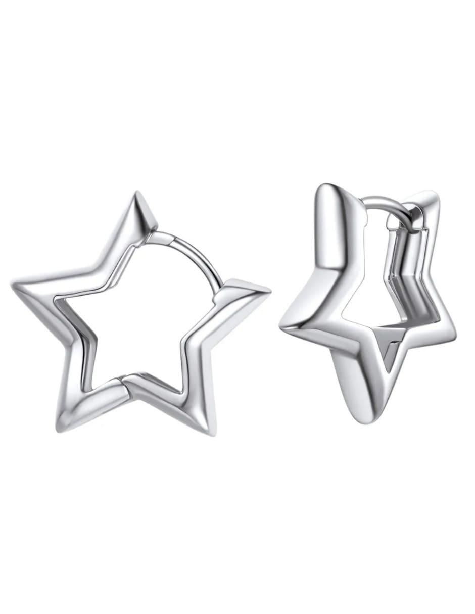 Arracadas de estrella con acabado plateado