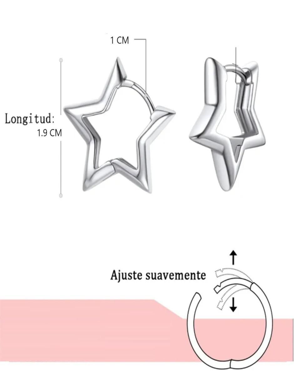 Arracadas de estrella con acabado plateado 5