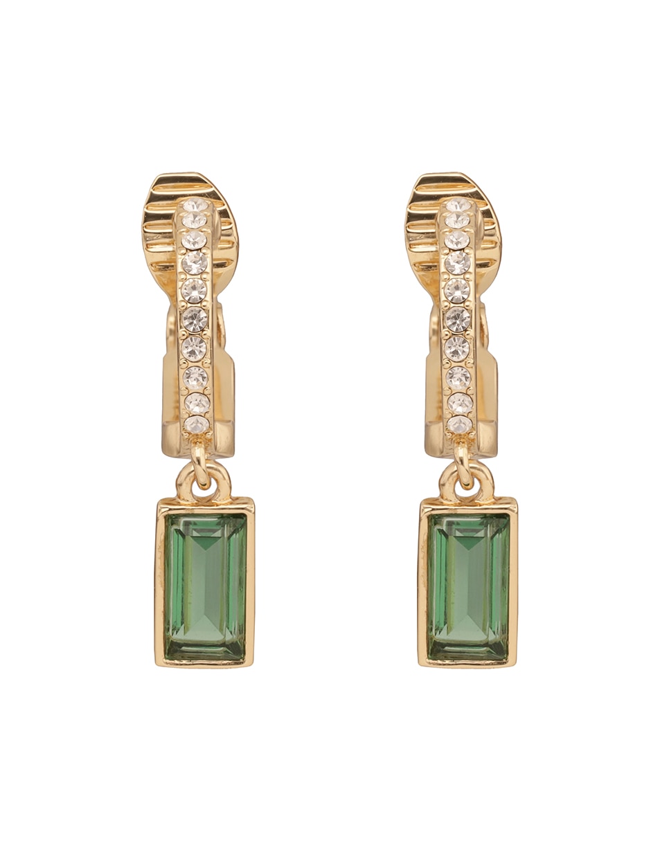 Aretes cortos de rectángulo con acabado brillante cristal 2