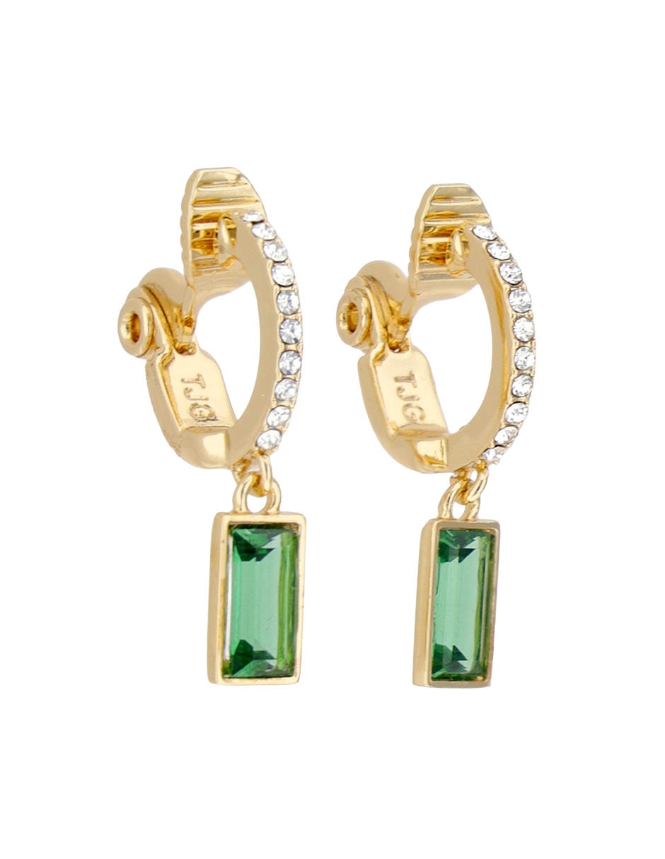 Aretes rectangulares Elyse con acabado brillante cristal 2
