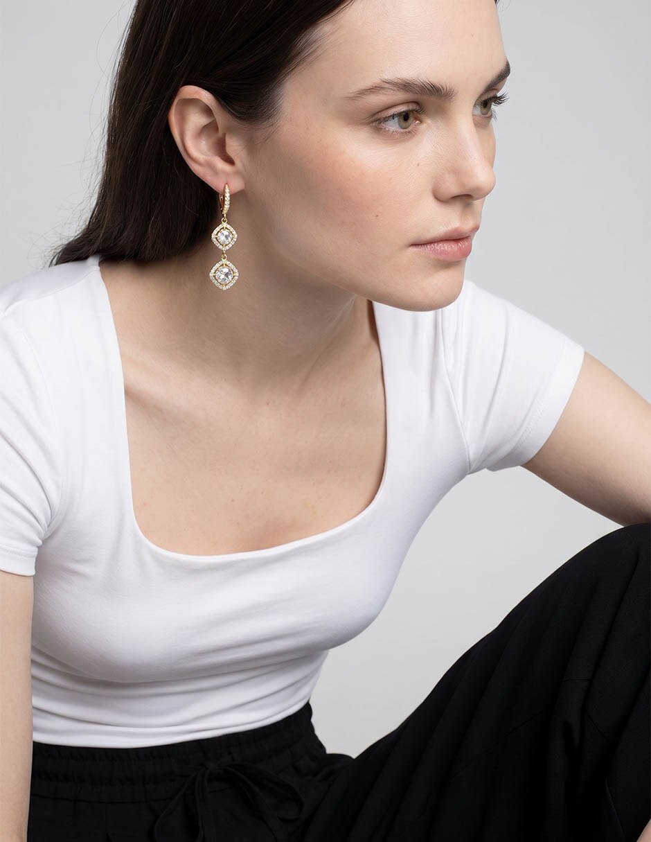 Aretes Largos Springtime Symphony Con Acabado Brillante Cristal 4