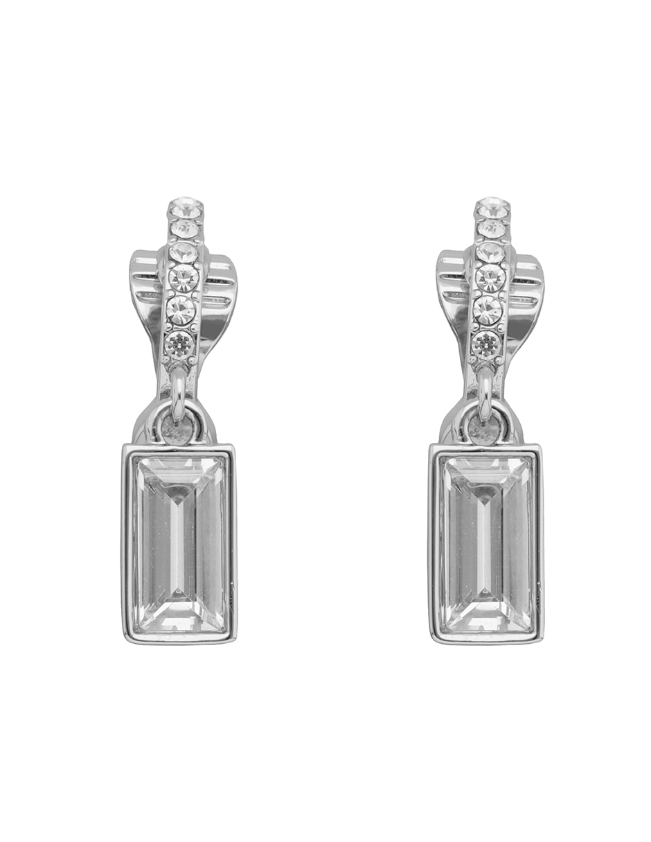Aretes cortos de rectángulo elyse con acabado brillante cristal