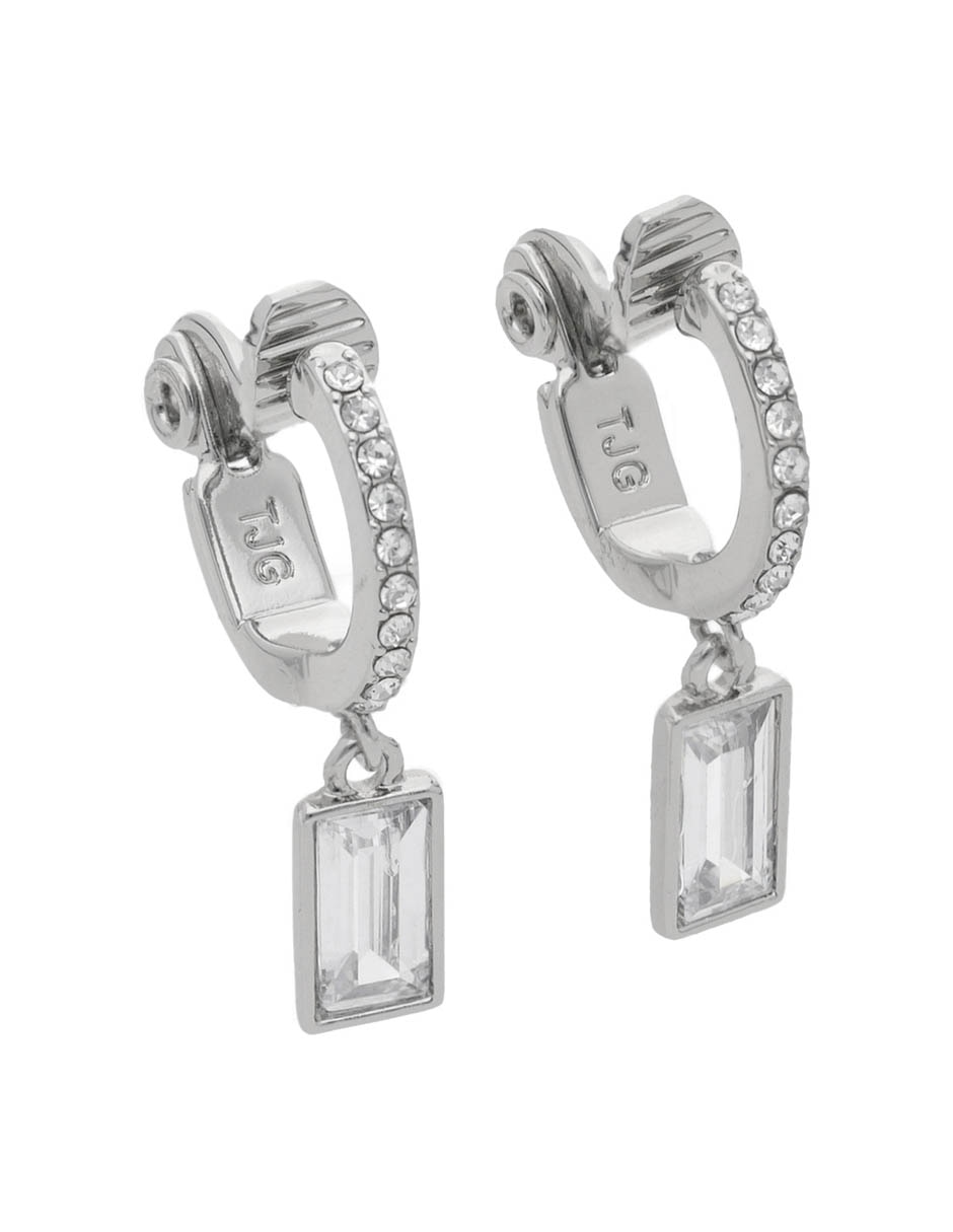 Aretes rectangulares Elyse con acabado brillante cristal 2
