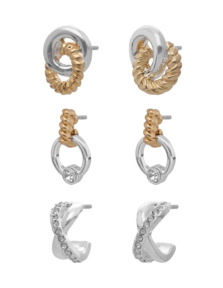 Set de aretes circulares cocoa beach con acabado liso