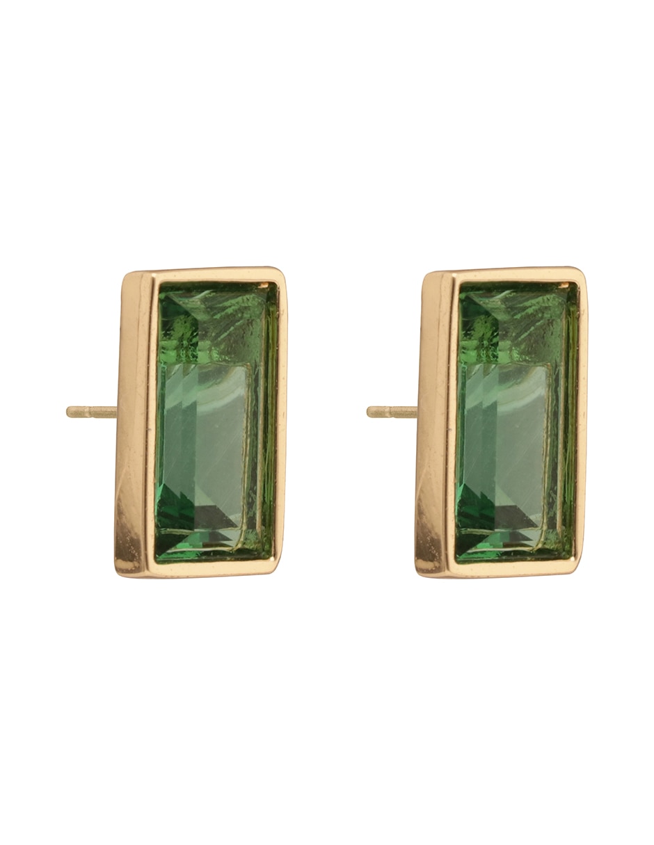 Aretes cortos de rect‡ngulo elyse con acabado brillante cristal 2