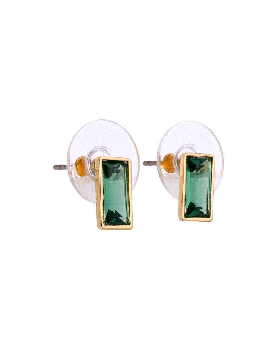 Aretes rectangulares Elyse con acabado brillante cristal 2