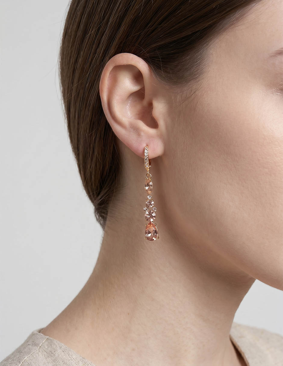 Aretes Largos Con Acabado Brillante Cristal 3