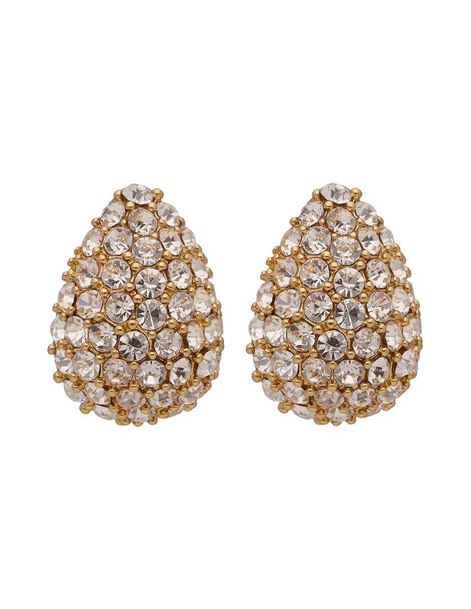 Aretes cortos de pera She's All Glam con acabado pavé 1
