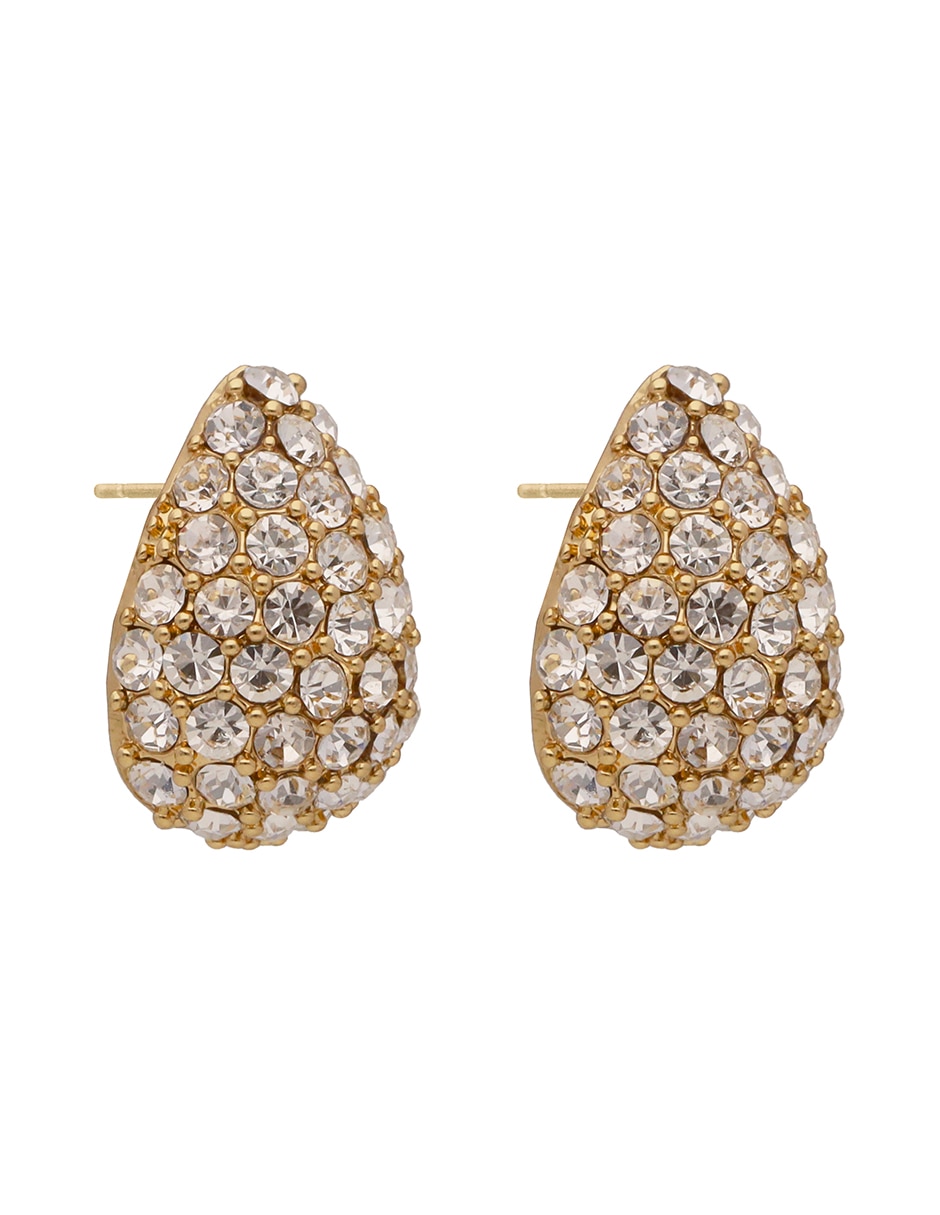 Aretes cortos de pera She's All Glam con acabado pavé