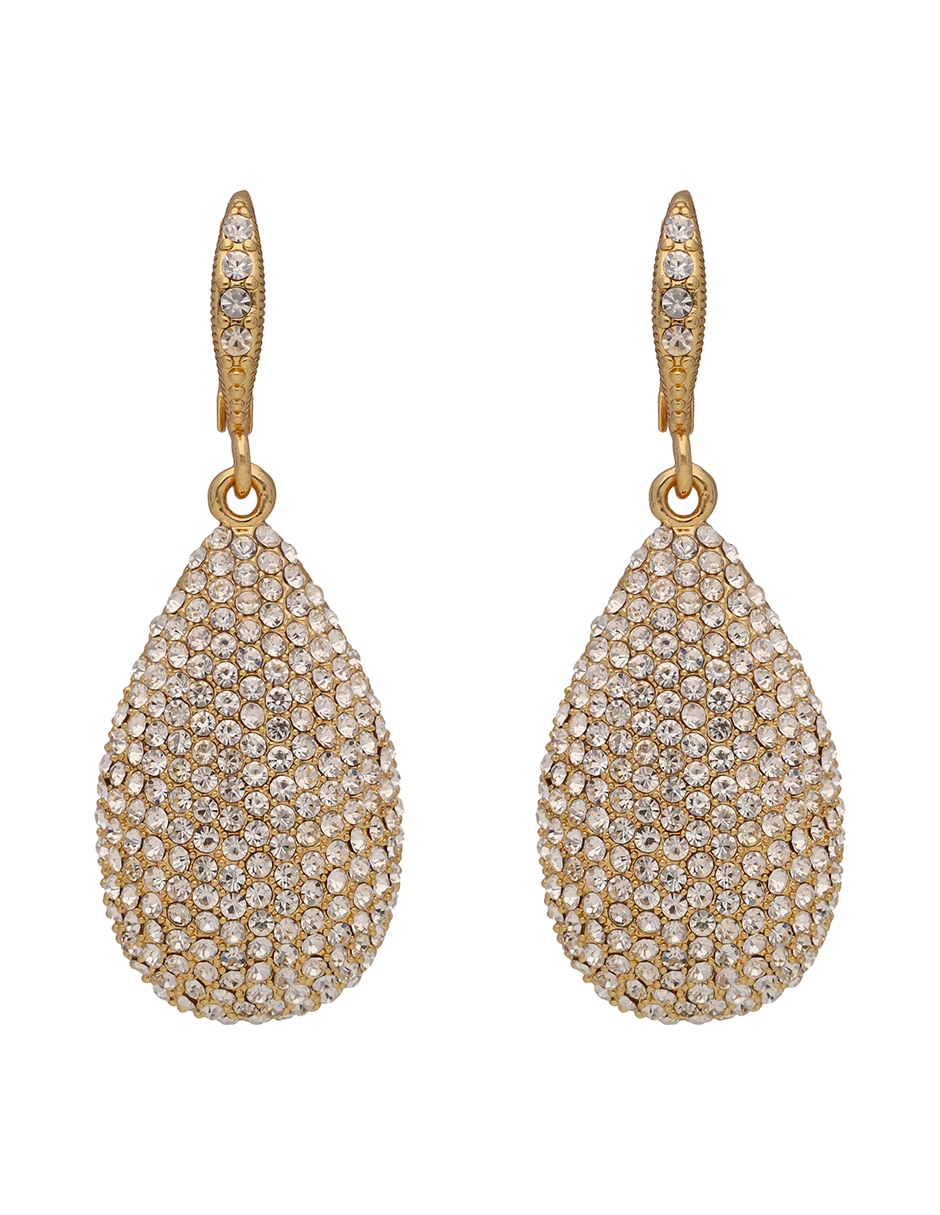 Aretes cortos de gota She's All Glam con acabado pavé 1