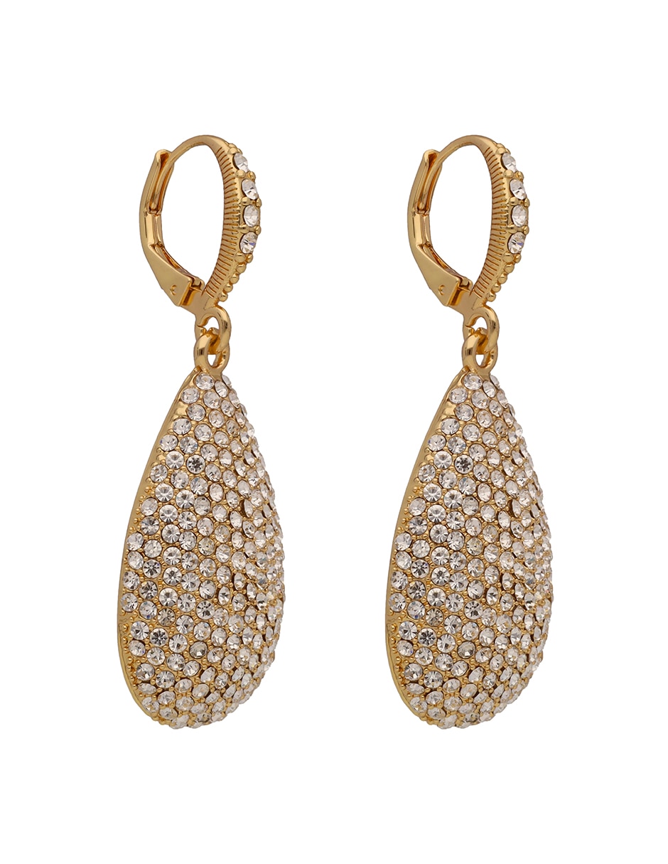 Aretes cortos de gota She's All Glam con acabado pavé 2
