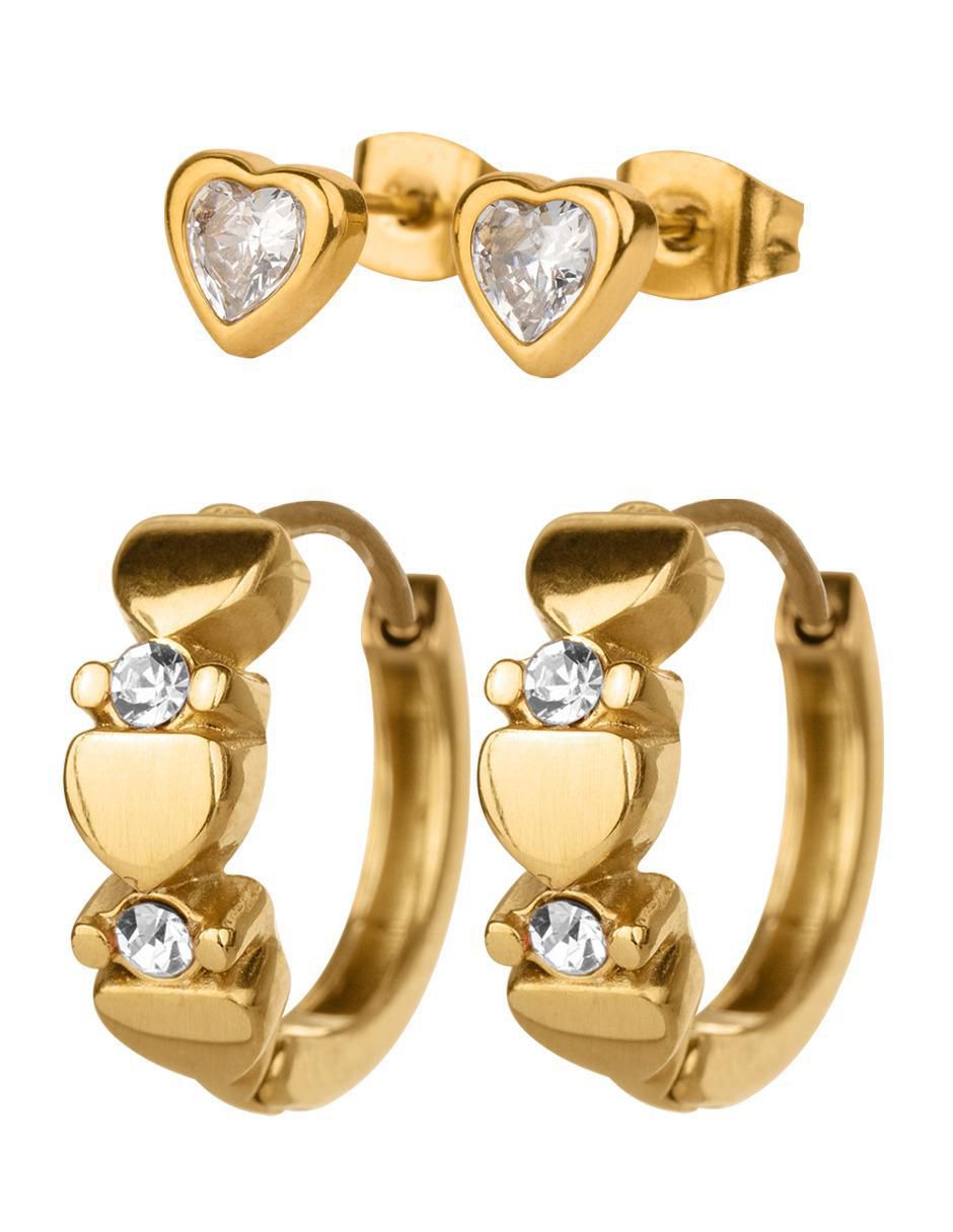 Set de aretes de flor Yani Y Ziva con acabado baño de oro 14 K