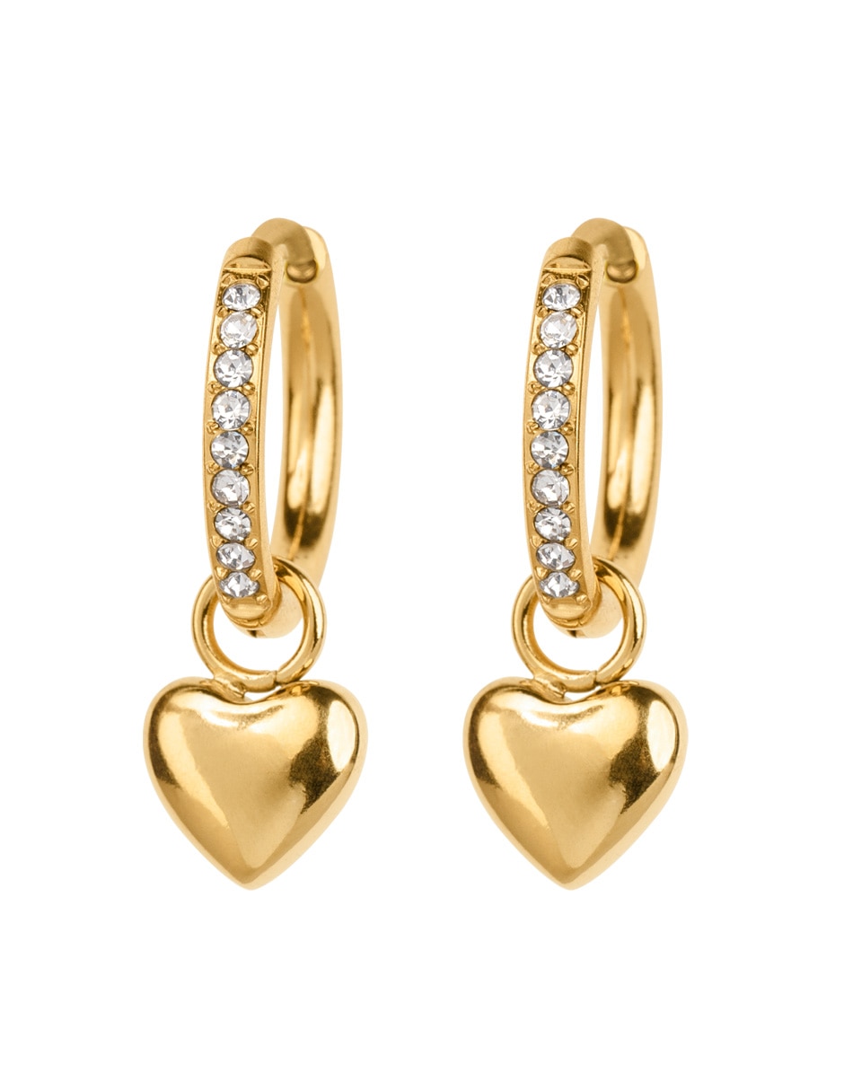 Arracadas de corazón Zaya con acabaño baño de oro 14 K