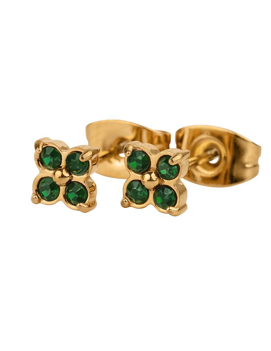 Set de aretes de flor Yani Y Ziva con acabado baño de oro 14 K 4