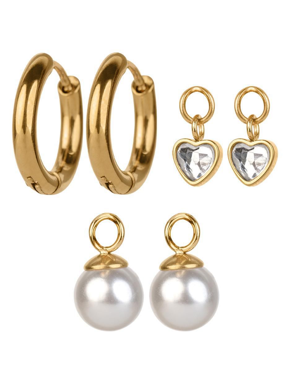 Set de aretes Caty con acabado baño de oro 14 K Set de aretes Caty con acabado baño de oro 14 K