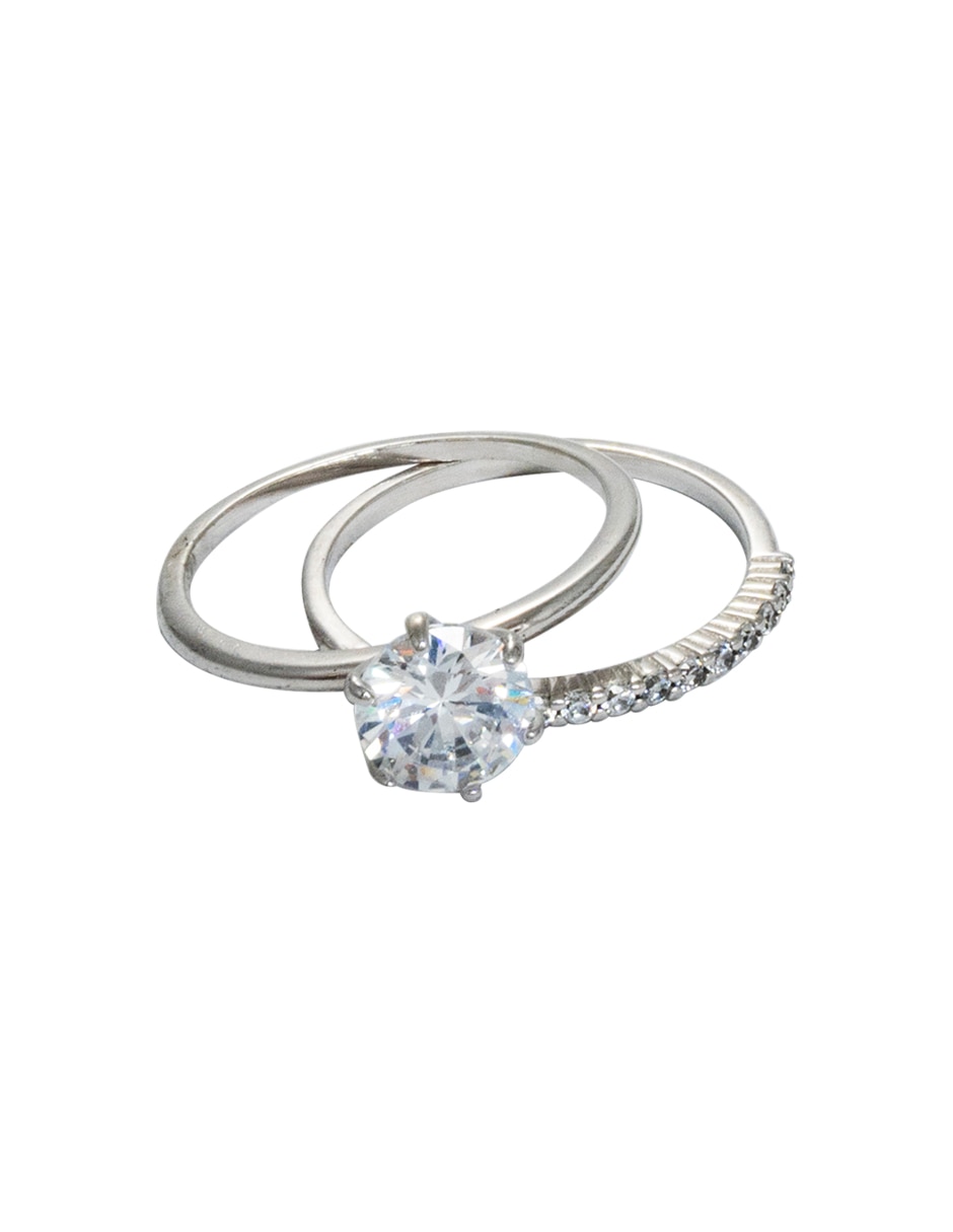 Set anillo carré forever us de plata p 925 circonita pavé