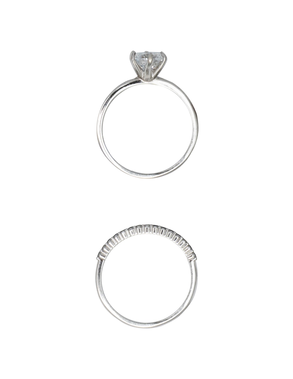 Set anillo carré forever us de plata p 925 circonita pavé