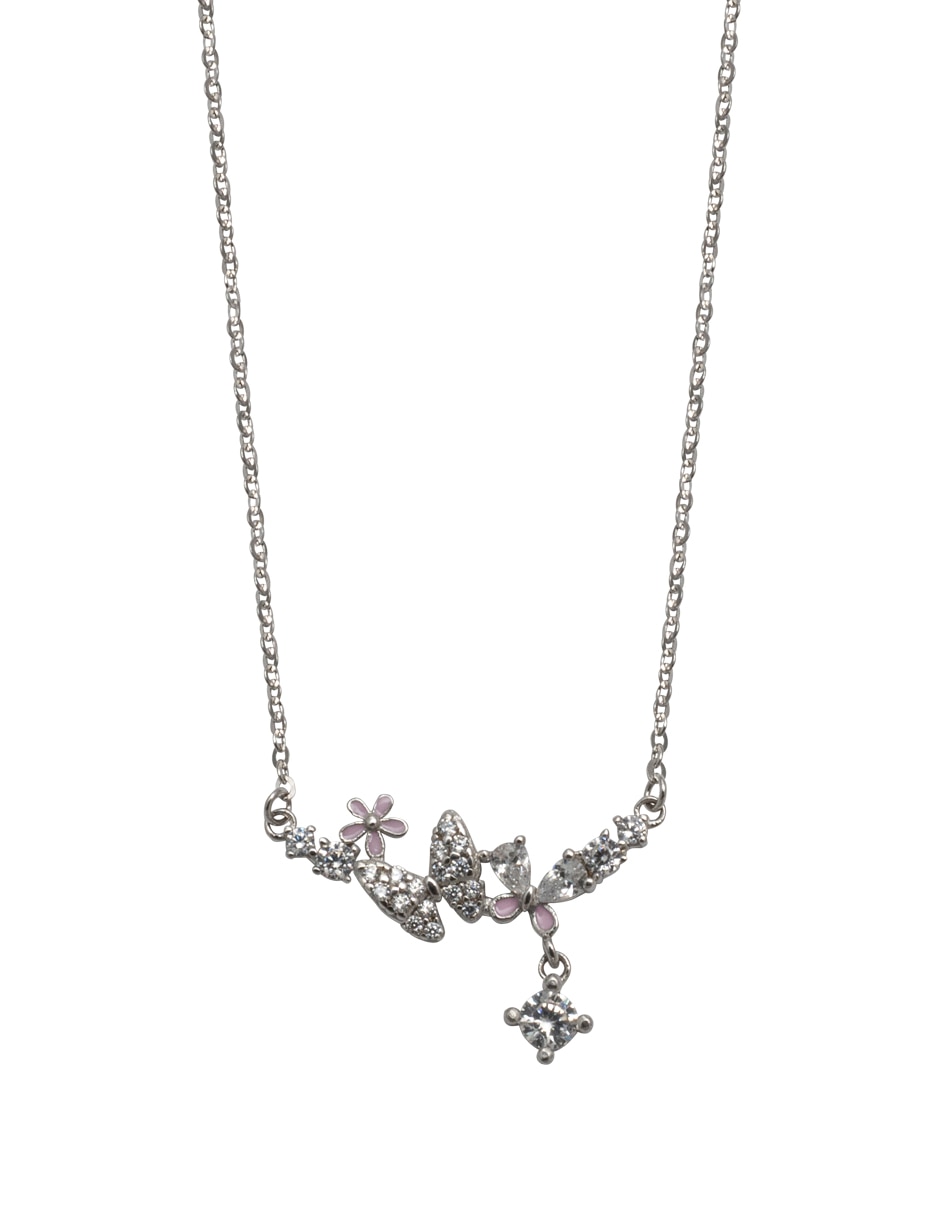 Collar de mariposa carré papillon de plata p 925