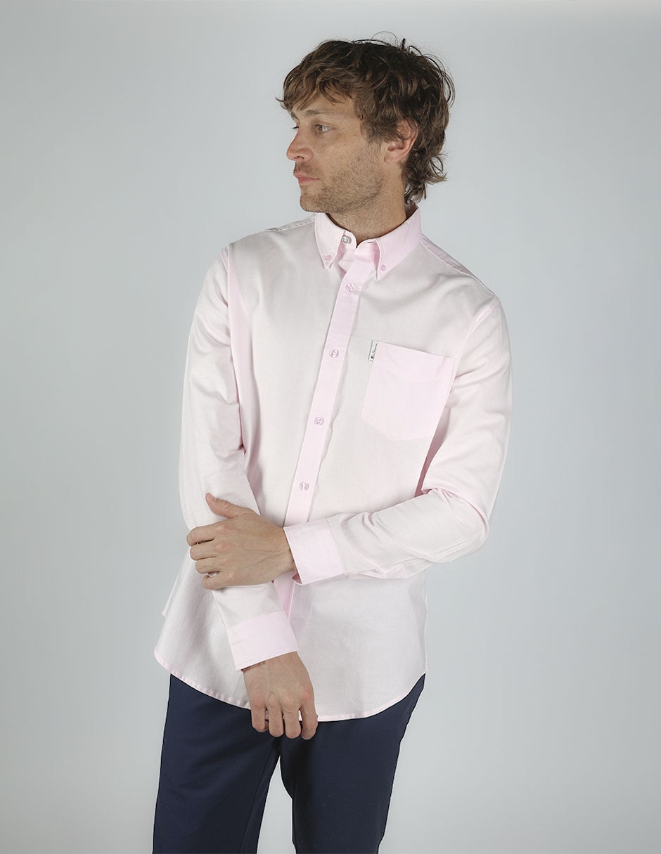 Camisa business casual de algodón manga larga para hombre