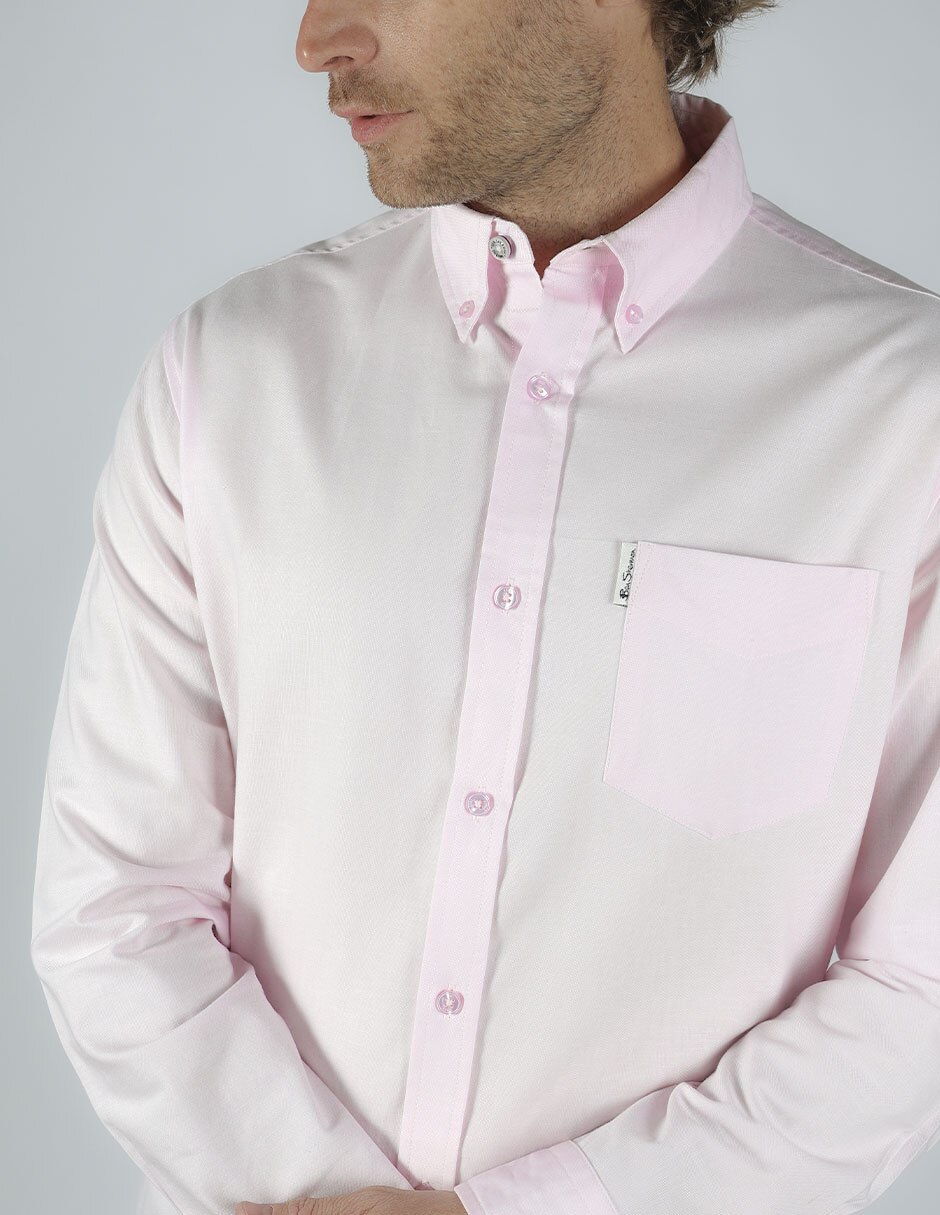 Camisa business casual de algodón manga larga para hombre