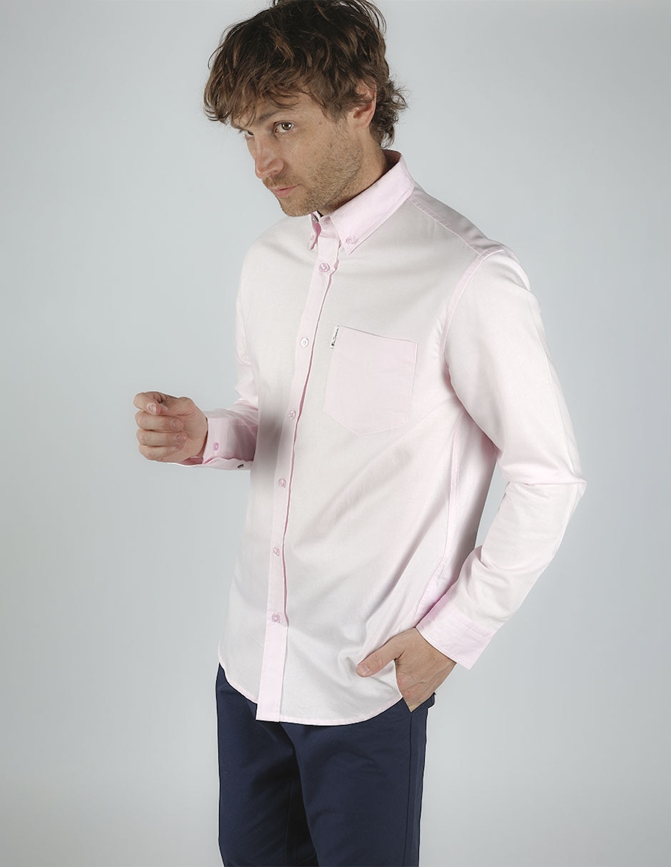 Camisa business casual de algodón manga larga para hombre