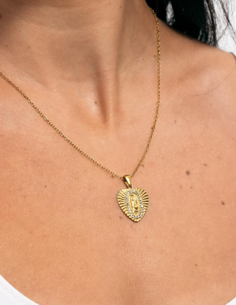 Collar de virgen Olia y Daya de baño de oro 18 k 7